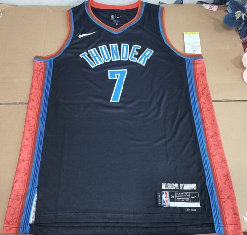 NBA 7 Holmgren OKC Thunder 22-23 city Maillot noir imprimé